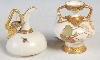 Lot 419 - A Royal Worcester ivory ground twin handled...