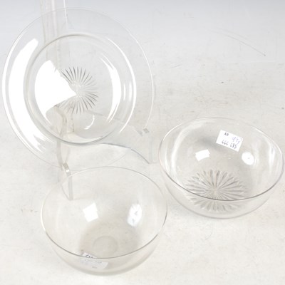 Lot 431 - A set of twenty clear and cut glass ice plates;...