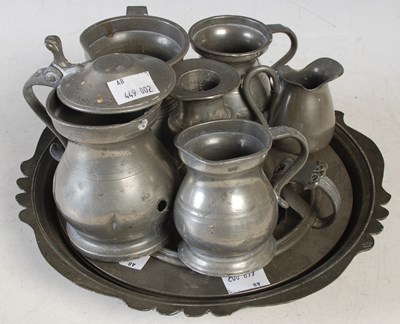 Lot 437 - A collection of assorted pewter ware to...