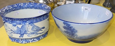 Lot 441 - A blue printed Tamsware jardiniere, 11.5cm...