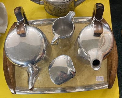 Lot 458 - A five piece Picquot ware teaset.