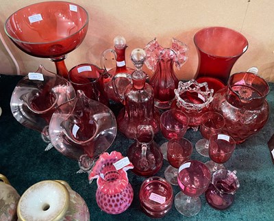 Lot 463 - A large collection of cranberry glassware to...
