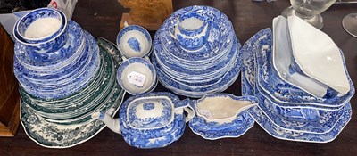 Lot 470 - A Copeland Spode Italian pattern blue printed...
