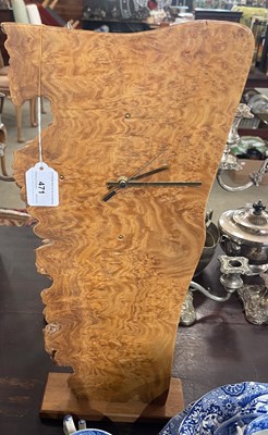 Lot 471 - Tim Stead (1950-2000), a burr wood table clock...