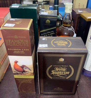 Lot 495 - Five boxed bottles of blended whisky to...
