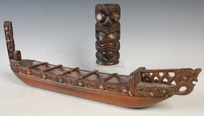 Lot 534 - Two pieces of vintage New Zealand Māori carved...