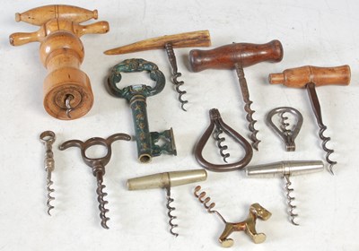Lot 537 - A group of twelve assorted corkscrews, various...