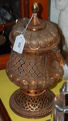 Lot 352 - A vintage copper Kashmiri style samovar/ kettle