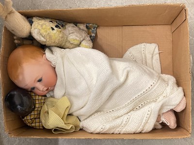 Lot 613 - A box of childrens toys to include a vintage...