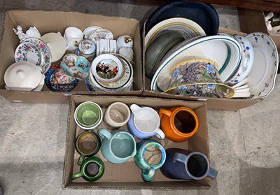 Lot 627 - Three boxes of assorted ceramics.