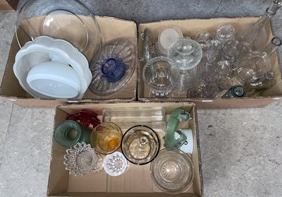 Lot 629 - Three boxes of assorted glassware.