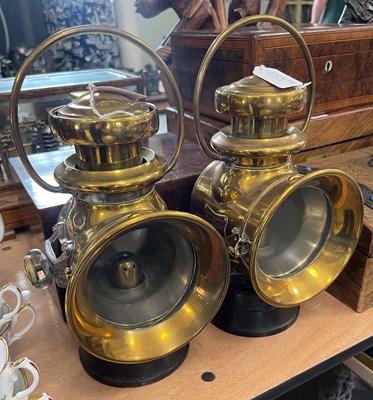 Lot 556A - A pair of vintage Lucas brass and copper King...