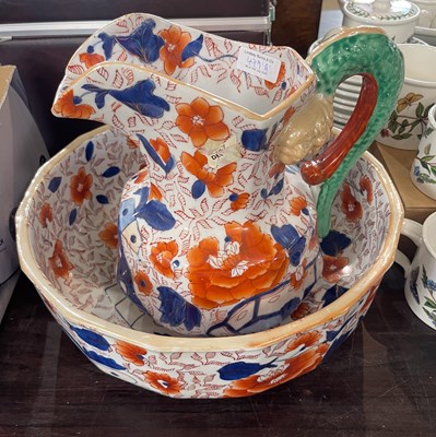 Lot 479A - An Ironstone Japan pattern serpent handled jug,...