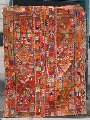 Lot 746 - A Kurdish wedding blanket, worked in orange,...