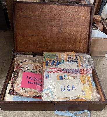 Lot 612A - A stamp collection contained within a wooden...