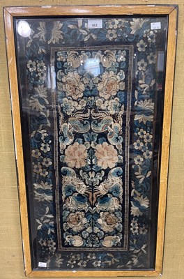 Lot 662 - A Chinese silkwork panel, late 19th century,...