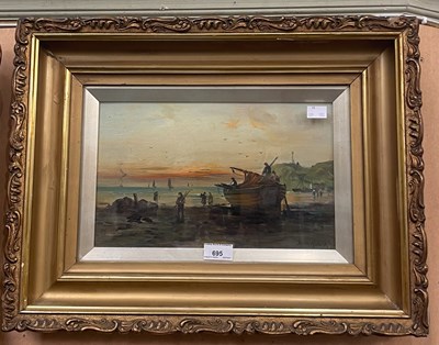 Lot 695 - Follower of Sam Bough  
Beachscene at lowtide...