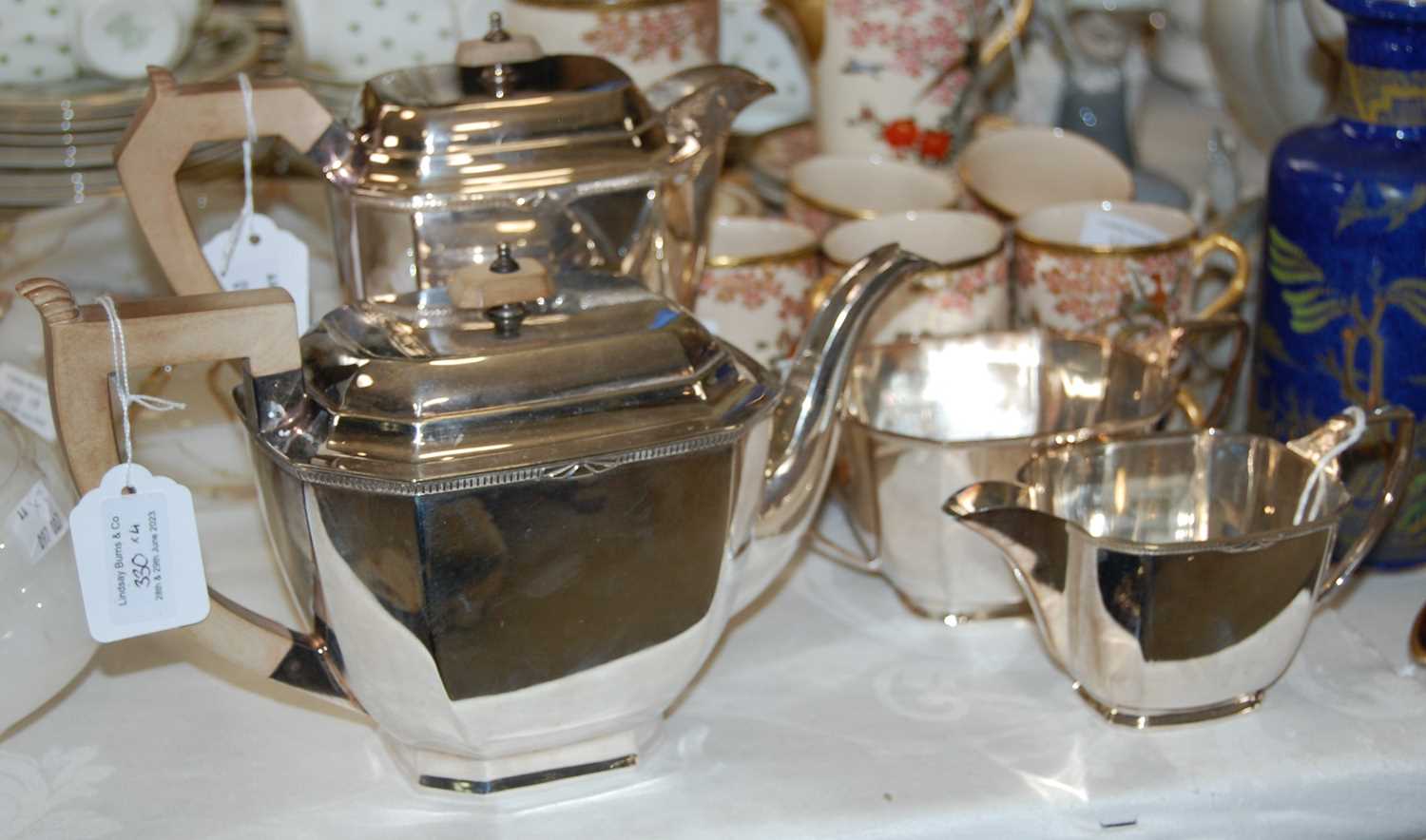 Lot 330 - A four-piece Art Deco EPNS tea set, maker 'S&W'