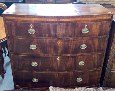 Lot 751 - A 19th century mahogany bowfront chest, fitted...