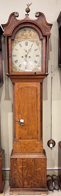 Lot 757 - A 19th century oak longcase clock, the enamel...