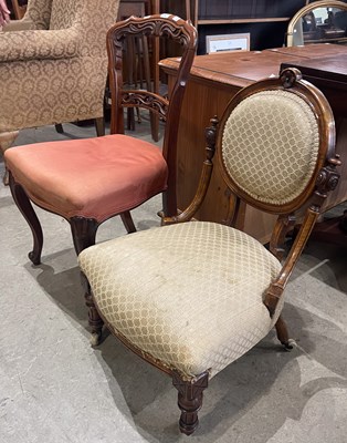 Lot 760 - A Victorian walnut nursing chair; together...