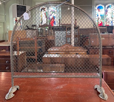 Lot 795 - A vintage brass spark guard, 64cm wide x 61cm...
