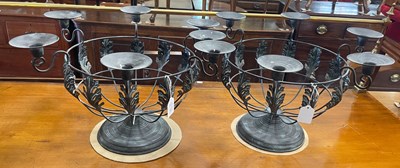 Lot 799 - A pair of six light candle baskets,...