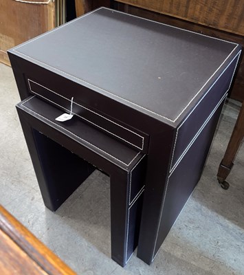 Lot 803 - A stitched leather rectangular side table with...