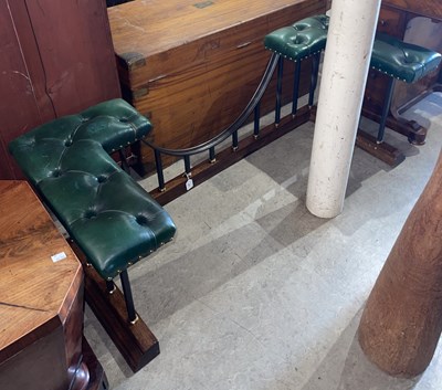 Lot 807 - An oak, steel and brass club fender, with...