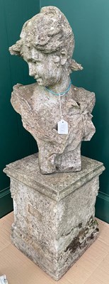 Lot 791B - A decorative composite garden stone bust on...