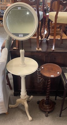 Lot 816 - A white painted shaving mirror with circular...
