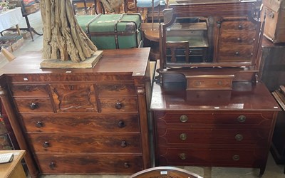 Lot 834 - A 19th century mahogany chest, fitted with a...