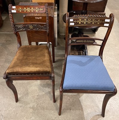 Lot 848A - A harlequin set of eleven Regency brass inlaid...