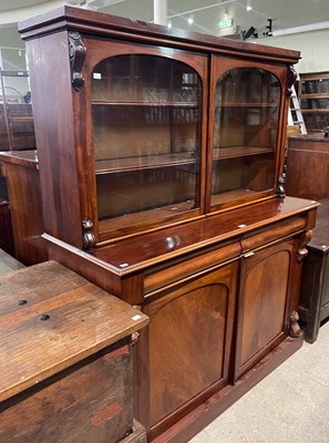 Lot 852 - A Victorian mahogany two part bookcase, the...