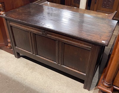 Lot 853 - A 19th century oak coffer, the hinged...