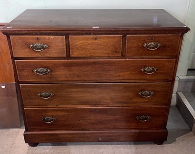 Lot 856 - A mahogany chest of three short over three...