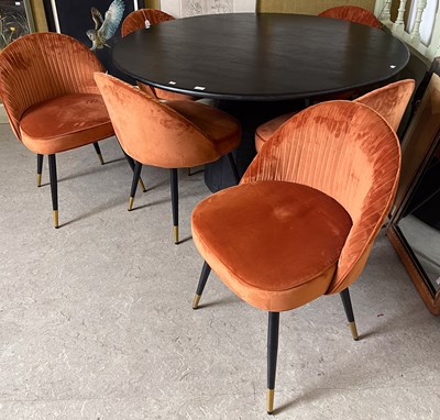 Lot 864 - A modern ebonised circular pedestal dining...
