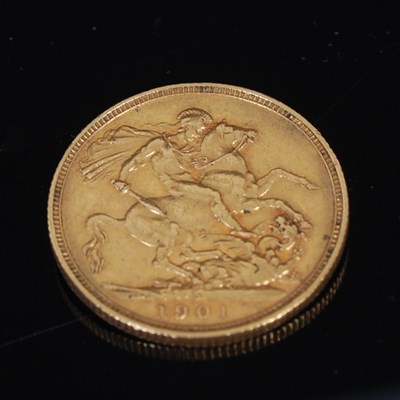 Lot 313 - A Victorian gold sovereign, dated 1901.