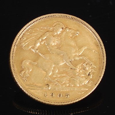 Lot 317 - An Edward VII gold half-sovereign, dated 1905.