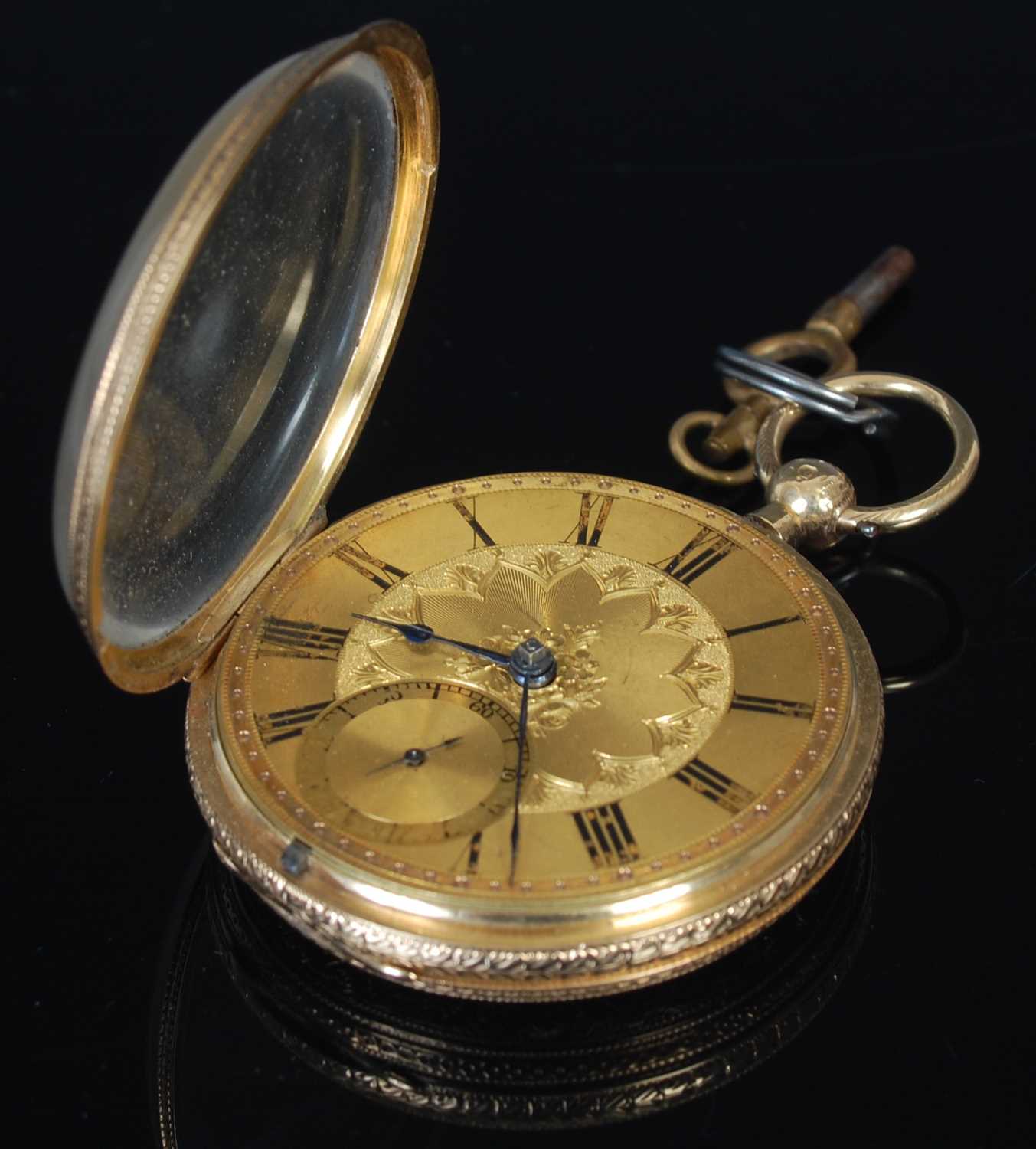Lot 242 - An 18ct gold open-faced pocketwatch, J....