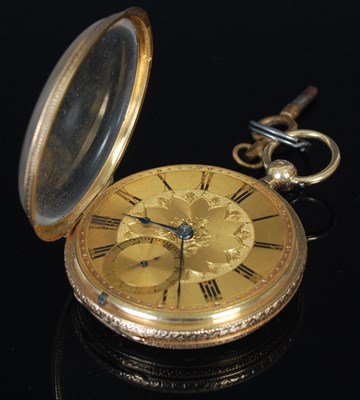 Lot 242 - An 18ct gold open-faced pocketwatch, J....