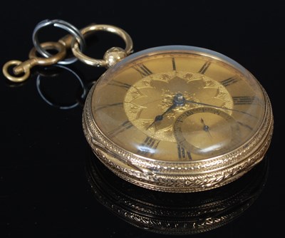 Lot 242 - An 18ct gold open-faced pocketwatch, J....