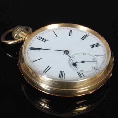 Lot 244 - A yellow metal open-faced pocketwatch, the...