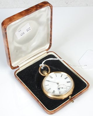 Lot 244 - A yellow metal open-faced pocketwatch, the...