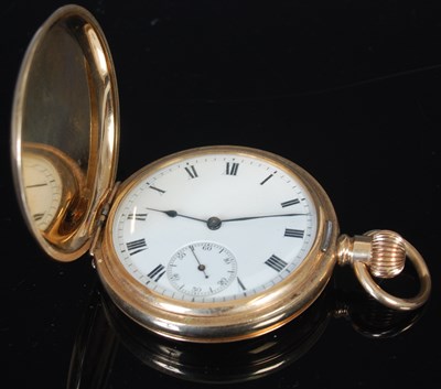 Lot 243 - A yellow metal hunter cased pocketwatch with...