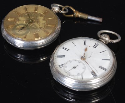 Lot 246 - Two silver cased open-faced pocketwatches.
