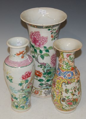 Lot 163 - Three Chinese porcelain vases to include a...