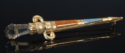 Lot 296B - A Scottish 9ct gold mounted pebble set kilt...