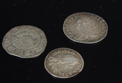Lot 318H - A George II silver coin, 1758; together with a...
