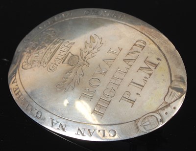 Lot 203D - A George III silver oval Regimental badge,...